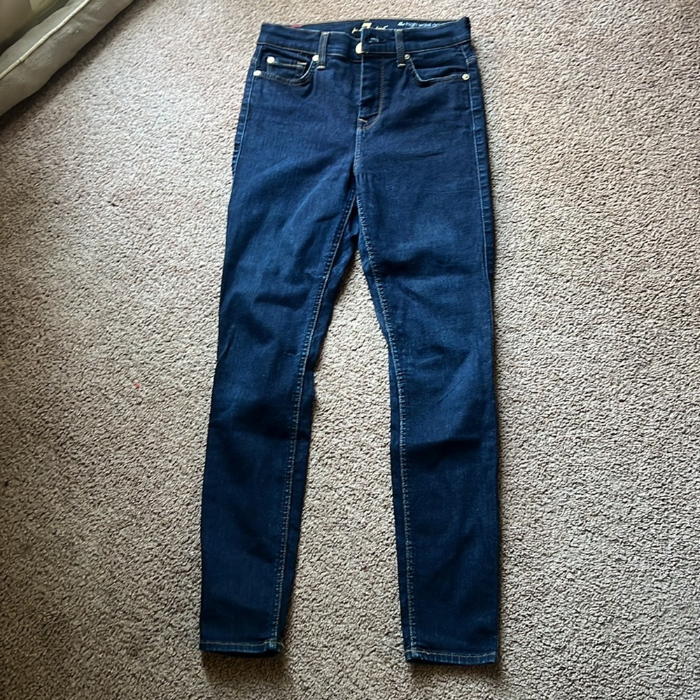 # 86 7 For All Mankind Dark Blue Skinny Jeans - Picture 3 of 4